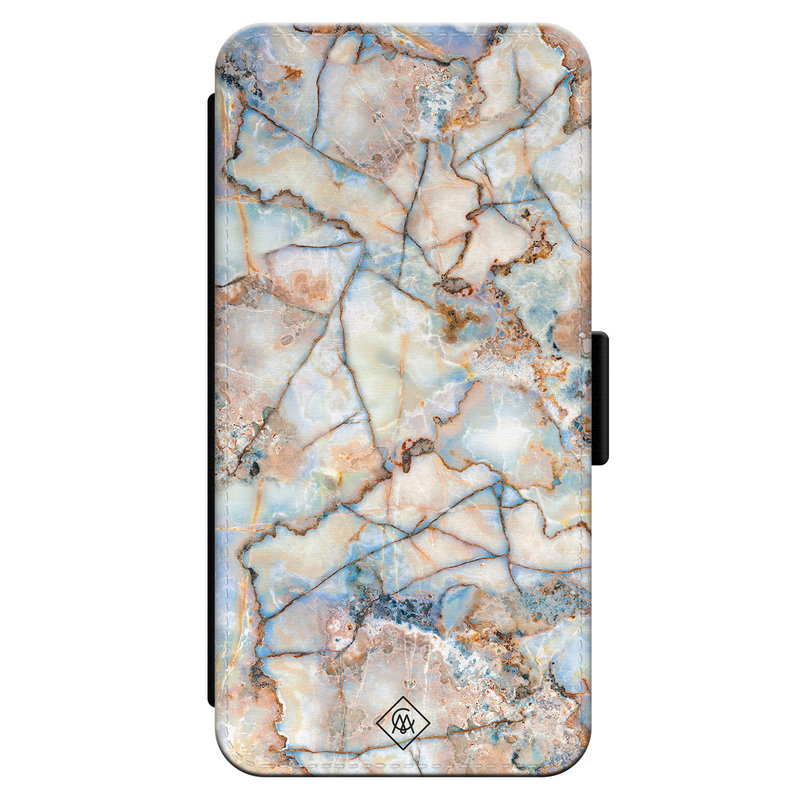 Casimoda iPhone 13 flipcase - Marmer bruin blauw