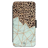 Casimoda iPhone 14 flipcase - Luipaard marmer mint