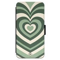 Casimoda iPhone 14 flipcase - Hart swirl groen