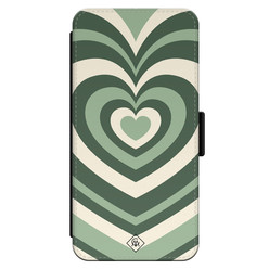 Casimoda iPhone 14 flipcase - Hart swirl groen