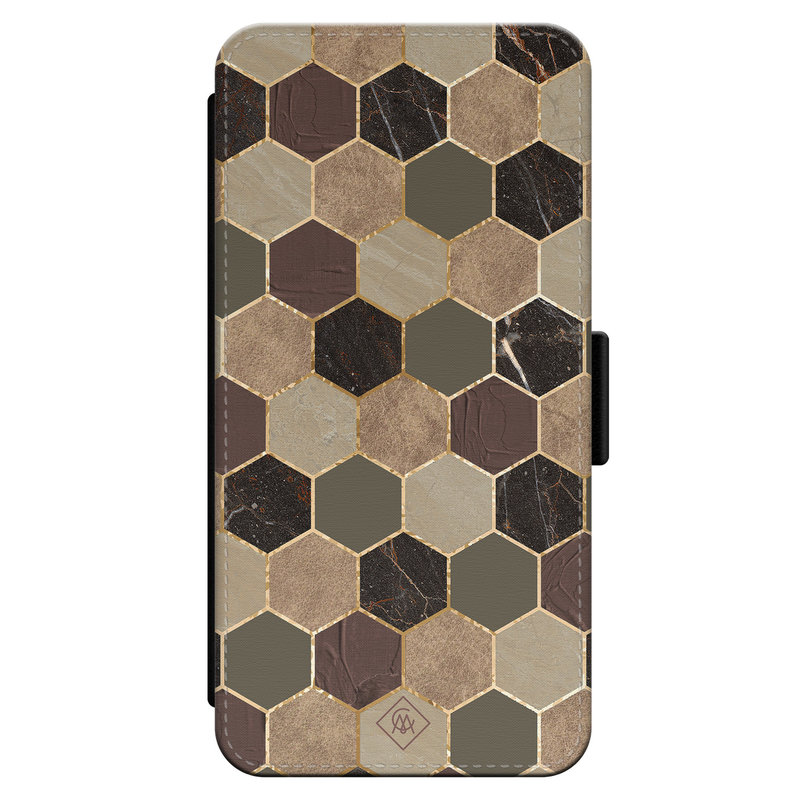 Casimoda iPhone 14 flipcase - Kubus bruin groen