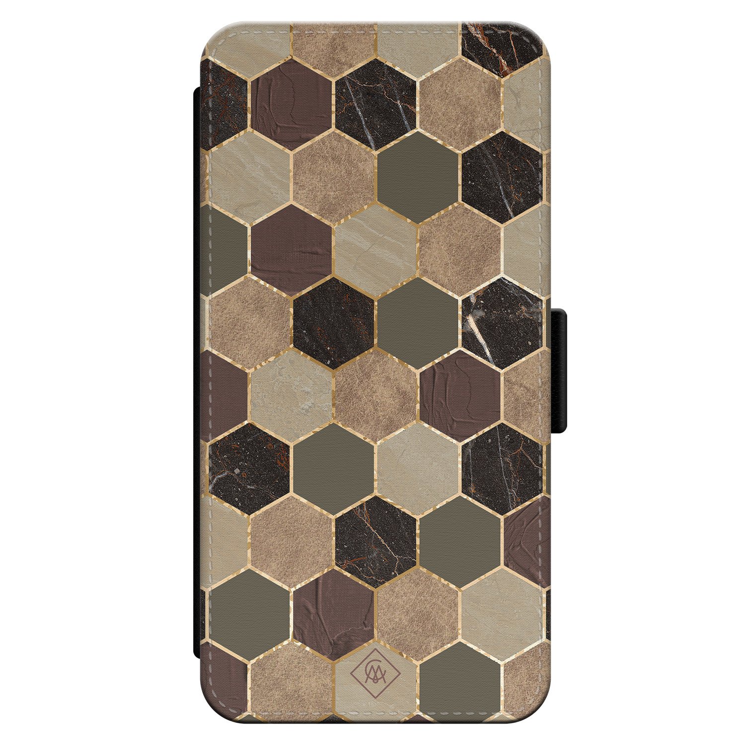 iPhone 14 flipcase - Kubus bruin groen