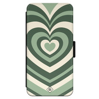 Casimoda iPhone 14 Pro flipcase - Hart swirl groen