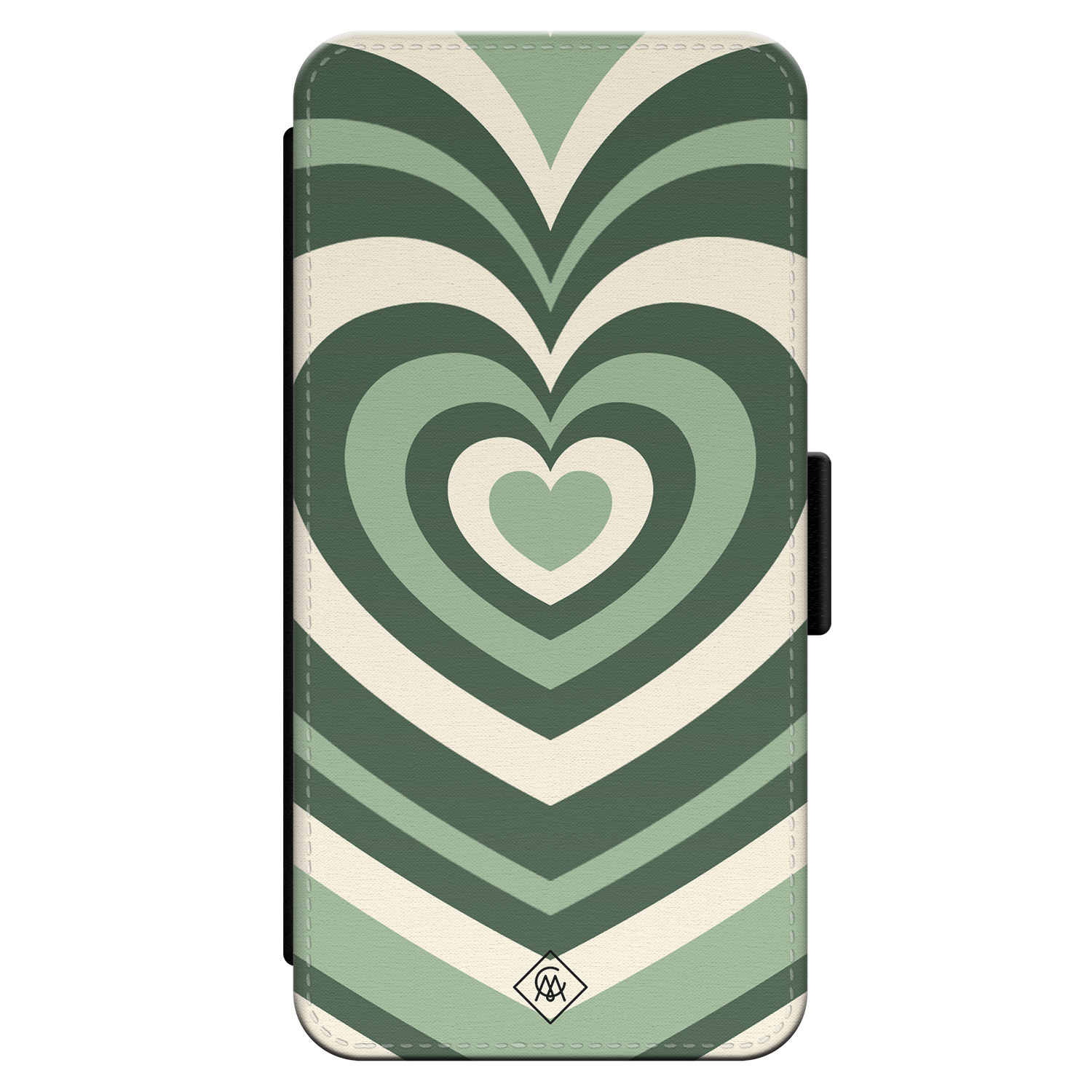 iPhone 14 Pro flipcase - Hart swirl groen