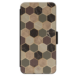 Casimoda iPhone 14 Pro flipcase - Kubus bruin groen