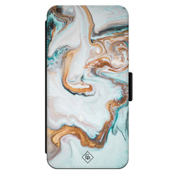 Casimoda iPhone 14 Pro flipcase - Marmer blauw goud