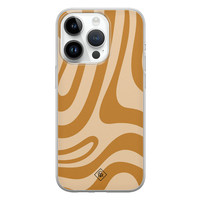 Casimoda iPhone 14 Pro Max siliconen hoesje - Abstract swirl geel