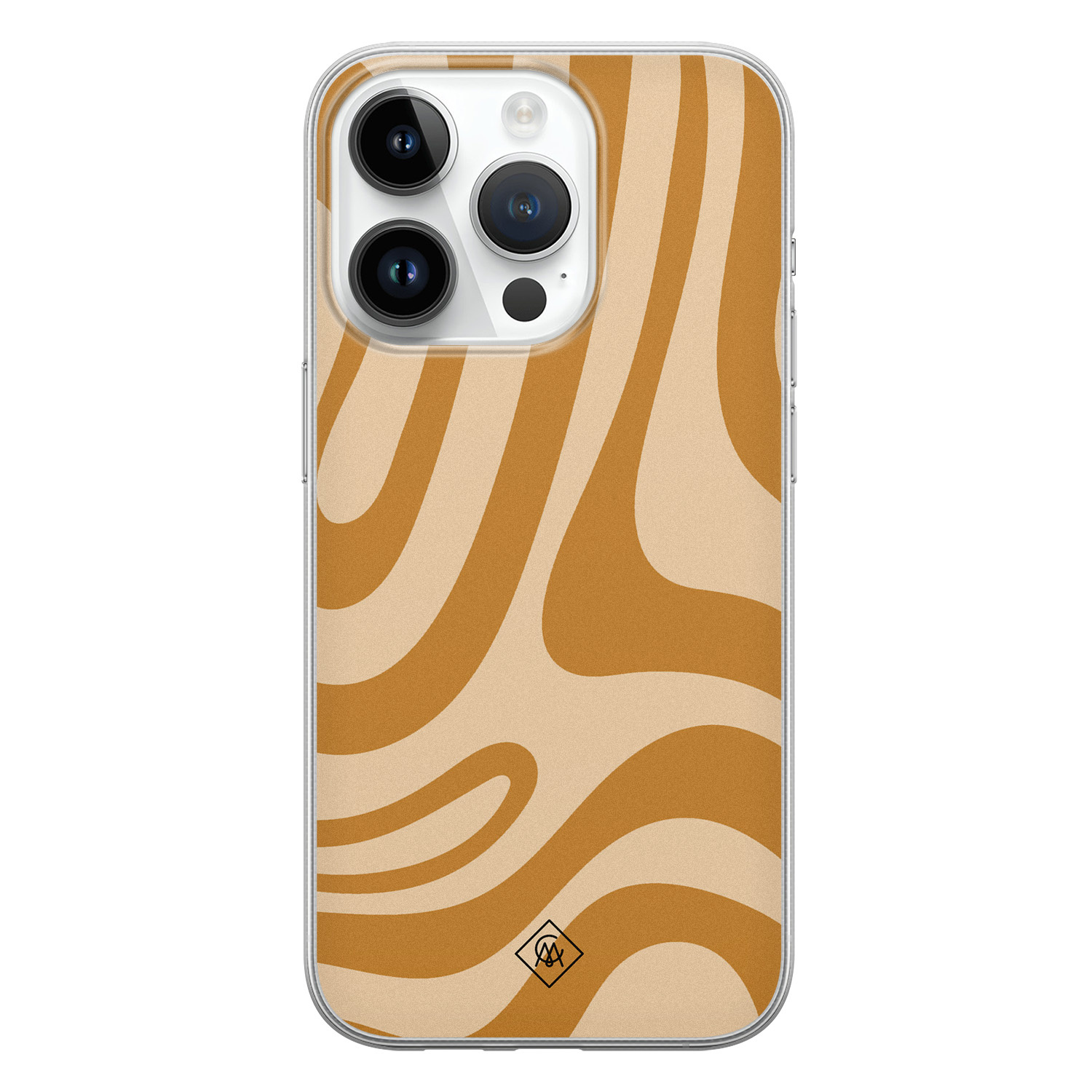 iPhone 14 Pro Max siliconen hoesje - Abstract swirl geel
