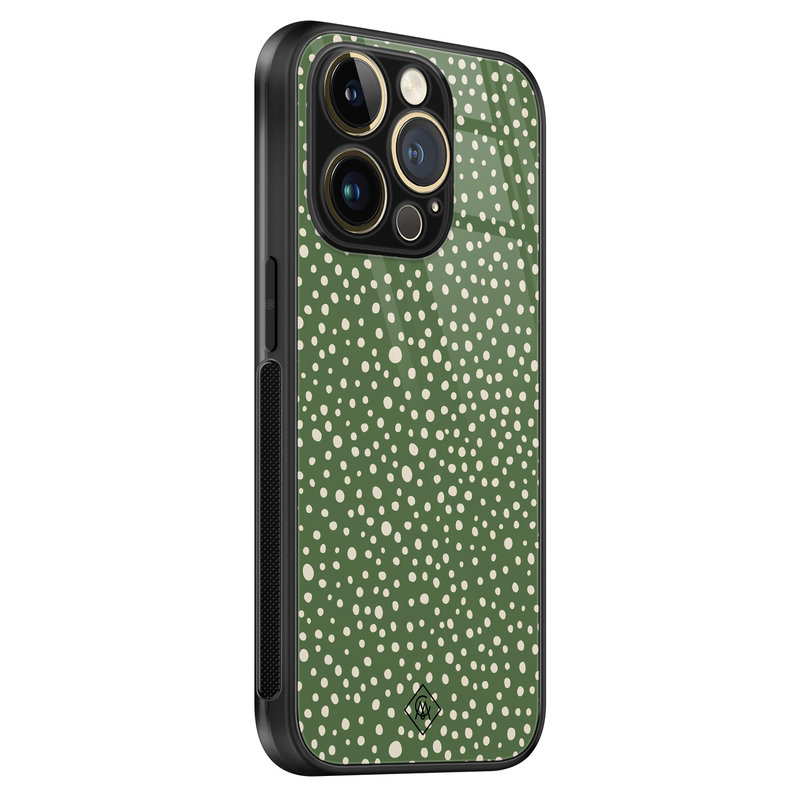 Casimoda iPhone 14 Pro Max glazen hardcase - Green dots