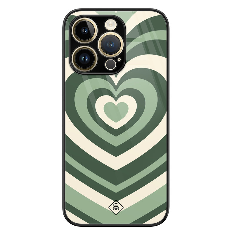 Casimoda iPhone 14 Pro Max glazen hardcase - Hart swirl groen