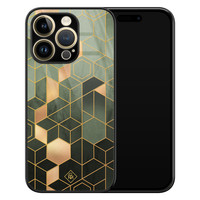 Casimoda iPhone 14 Pro Max glazen hardcase - Kubus groen