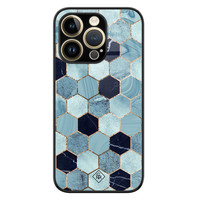 Casimoda iPhone 14 Pro Max glazen hardcase - Blue cubes