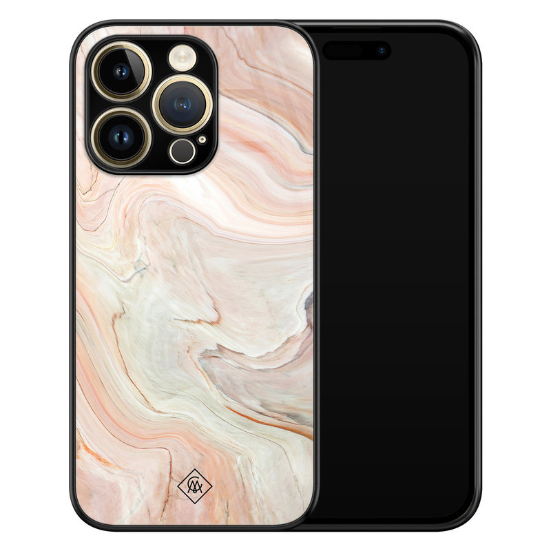 Casimoda iPhone 14 Pro Max glazen hardcase - Marmer waves