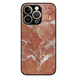 Casimoda iPhone 14 Pro Max glazen hardcase - Marble sunkissed