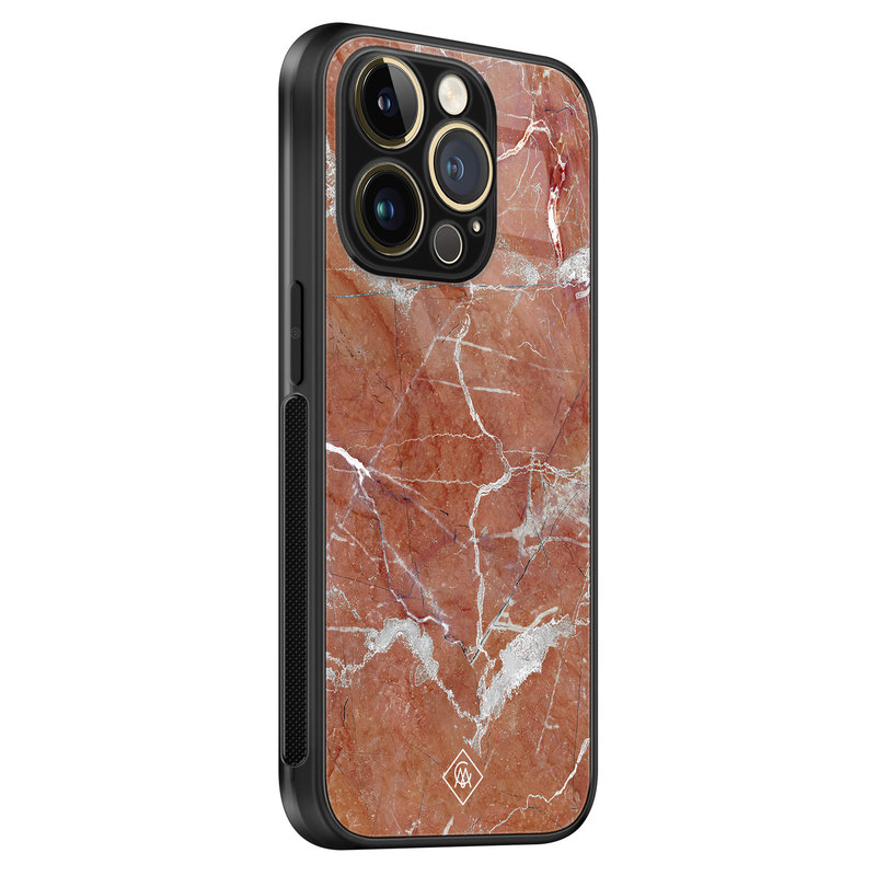 Casimoda iPhone 14 Pro Max glazen hardcase - Marble sunkissed