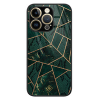 Casimoda iPhone 14 Pro Max glazen hardcase - Abstract groen