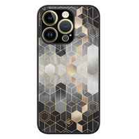 Casimoda iPhone 14 Pro Max glazen hardcase - Grey cubes