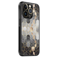Casimoda iPhone 14 Pro Max glazen hardcase - Grey cubes