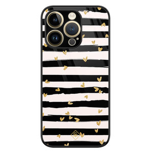 Casimoda iPhone 14 Pro Max glazen hardcase - Hart streepjes