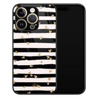 Casimoda iPhone 14 Pro Max glazen hardcase - Hart streepjes