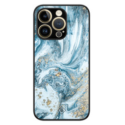 Casimoda iPhone 14 Pro Max glazen hardcase - Marble sea