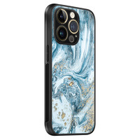 Casimoda iPhone 14 Pro Max glazen hardcase - Marble sea
