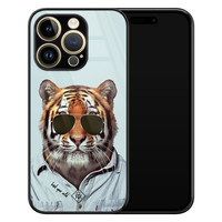 Casimoda iPhone 14 Pro Max glazen hardcase - Tijger wild