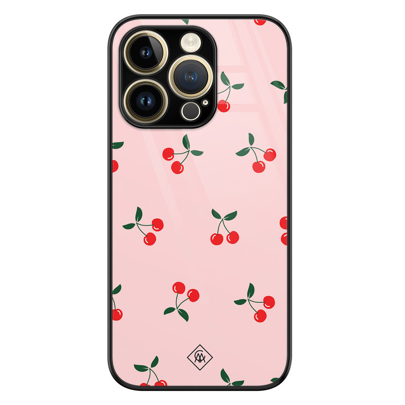 Casimoda iPhone 14 Pro Max glazen hardcase - Kersjes