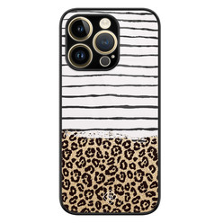Casimoda iPhone 14 Pro Max glazen hardcase - Leopard lines