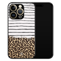 Casimoda iPhone 14 Pro Max glazen hardcase - Leopard lines