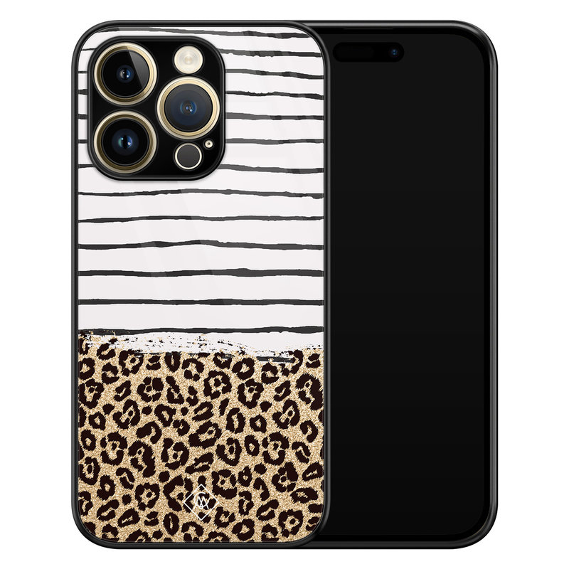 Casimoda iPhone 14 Pro Max glazen hardcase - Leopard lines