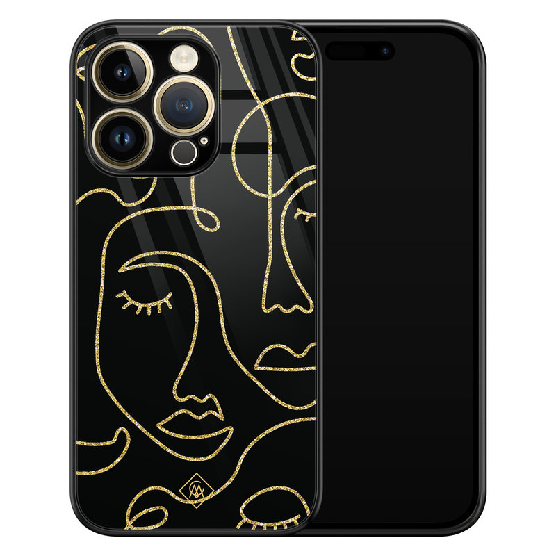 Casimoda iPhone 14 Pro Max glazen hardcase - Abstract faces