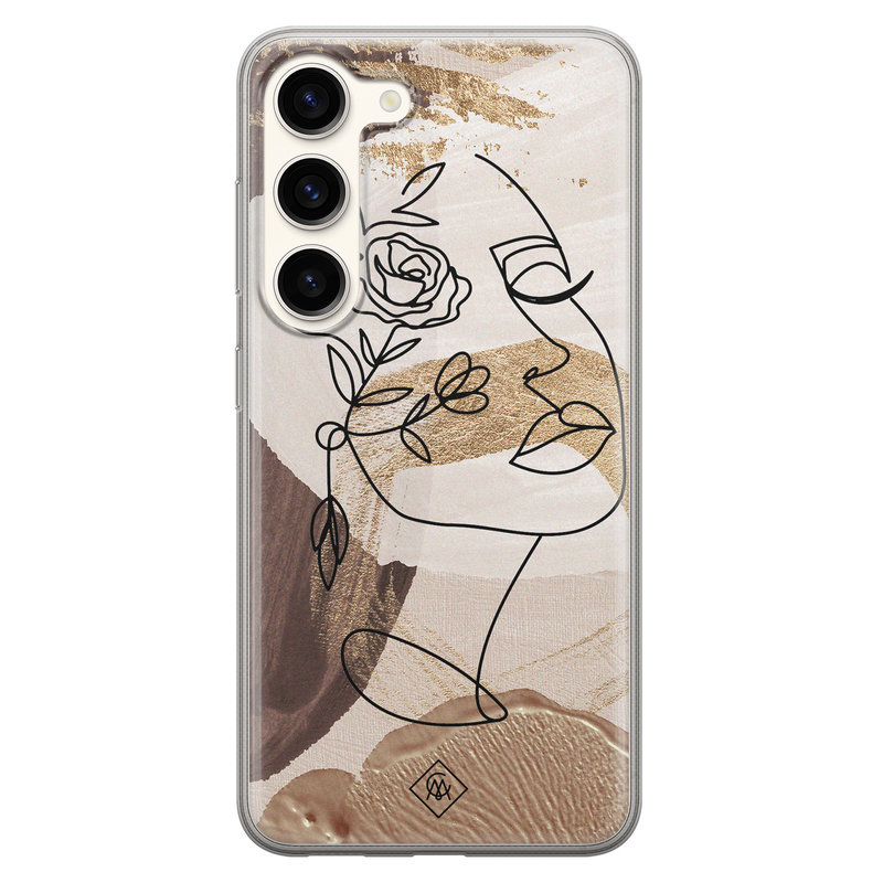 Casimoda Samsung Galaxy S23 siliconen hoesje - Abstract gezicht bruin