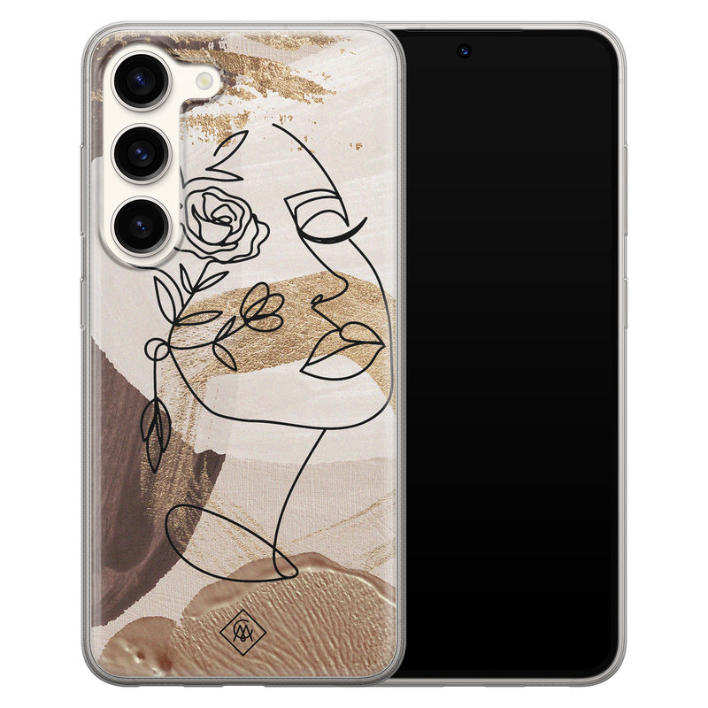 Casimoda Samsung Galaxy S23 siliconen hoesje - Abstract gezicht bruin