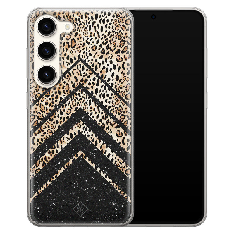 Casimoda Samsung Galaxy S23 siliconen hoesje - Chevron luipaard