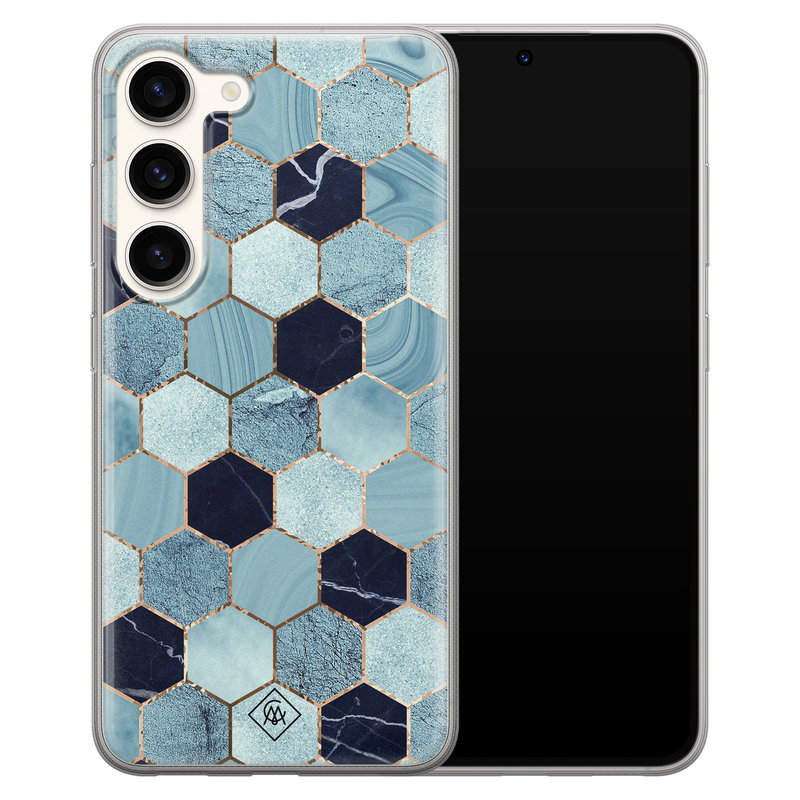 Casimoda Samsung Galaxy S23 siliconen hoesje - Blue cubes