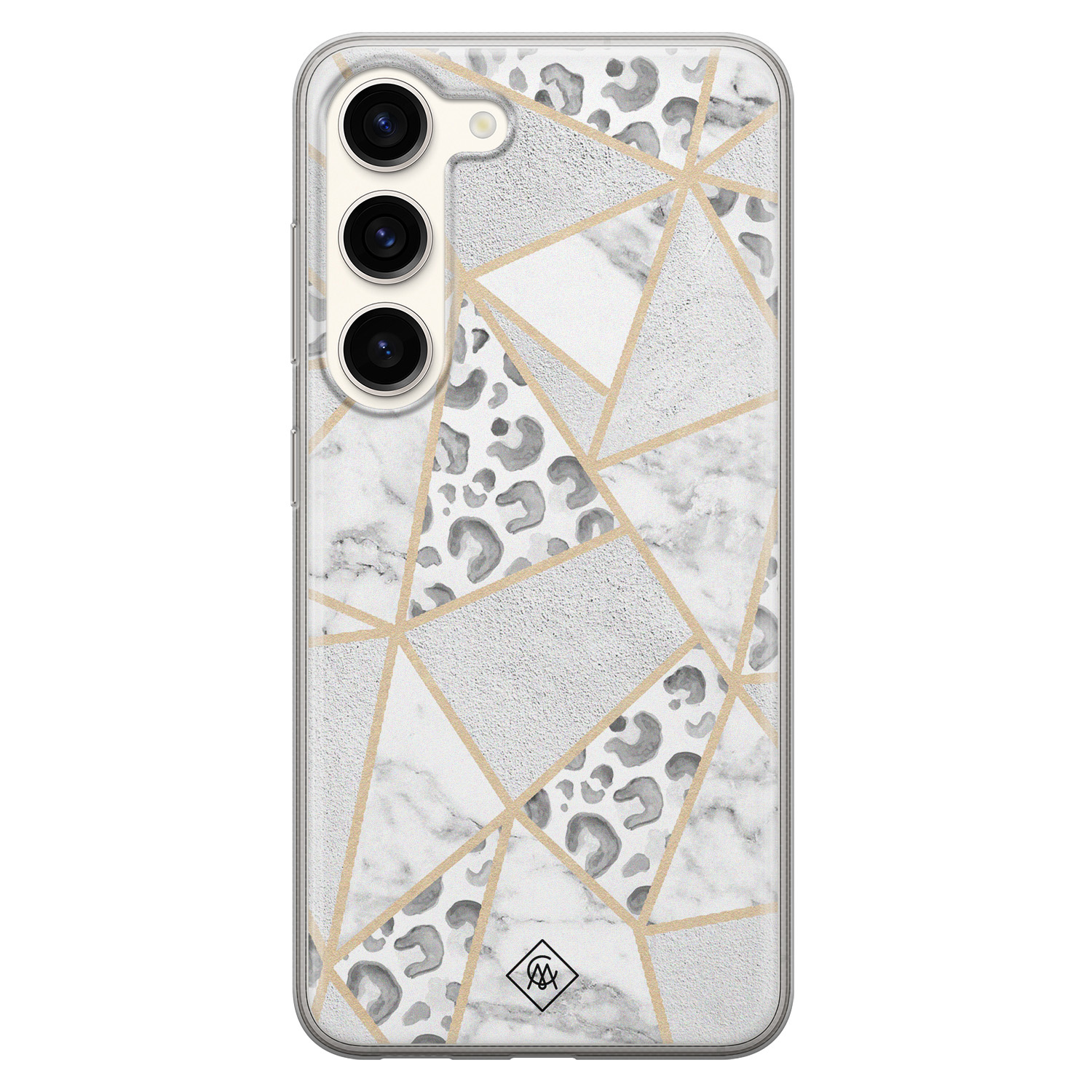 Samsung Galaxy S23 siliconen hoesje - Stone & leopard print