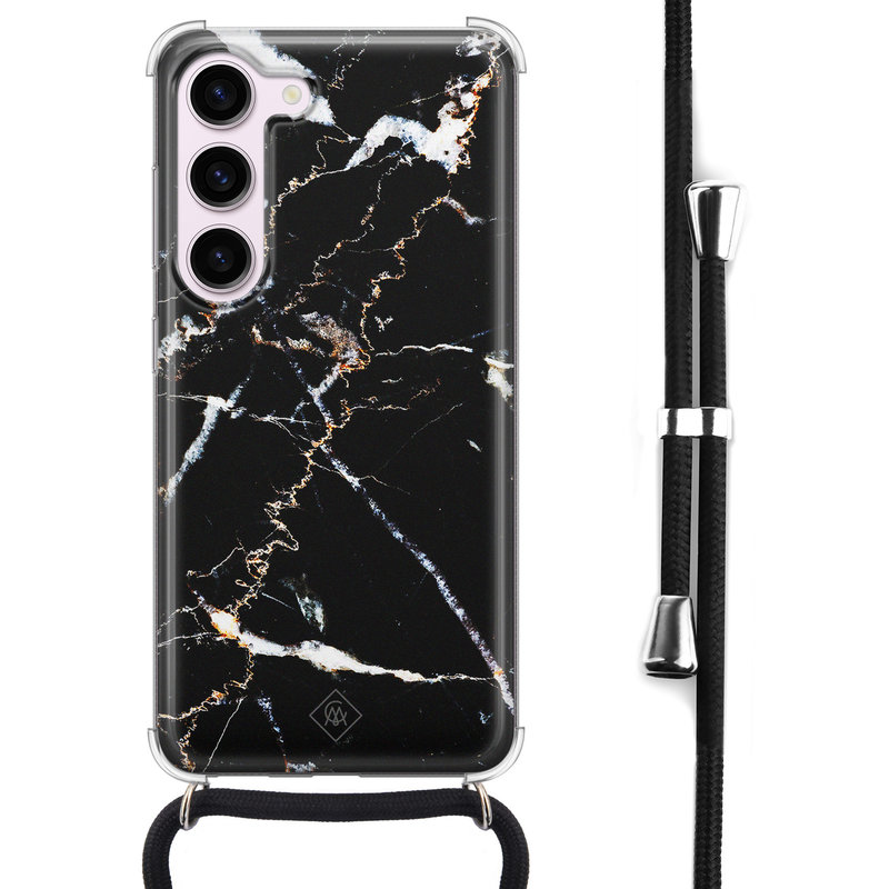 Casimoda Samsung Galaxy S23 hoesje met koord - Marmer zwart