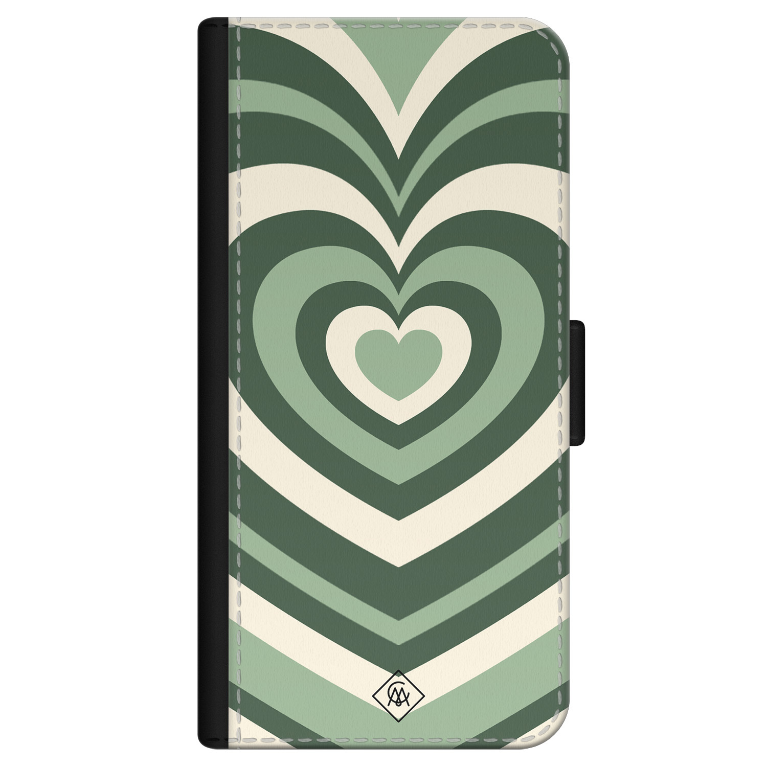 iPhone 12 mini flipcase - Hart swirl groen