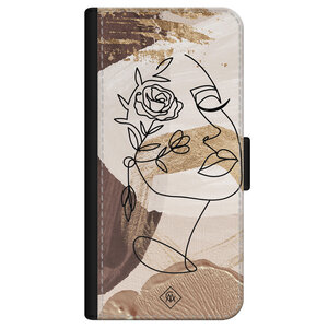 Casimoda iPhone 12 mini flipcase - Abstract gezicht bruin