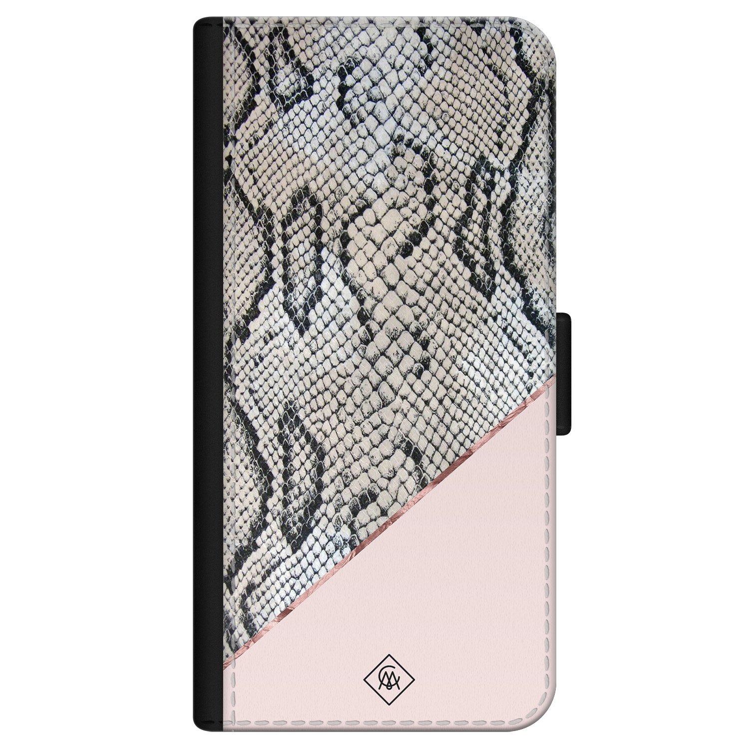 iPhone 12 mini flipcase - Snake print roze