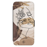 Casimoda Samsung Galaxy S23 flipcase - Abstract gezicht bruin