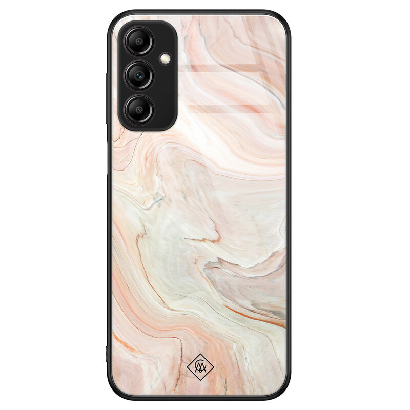 Casimoda Samsung Galaxy A14 glazen hardcase - Marmer waves