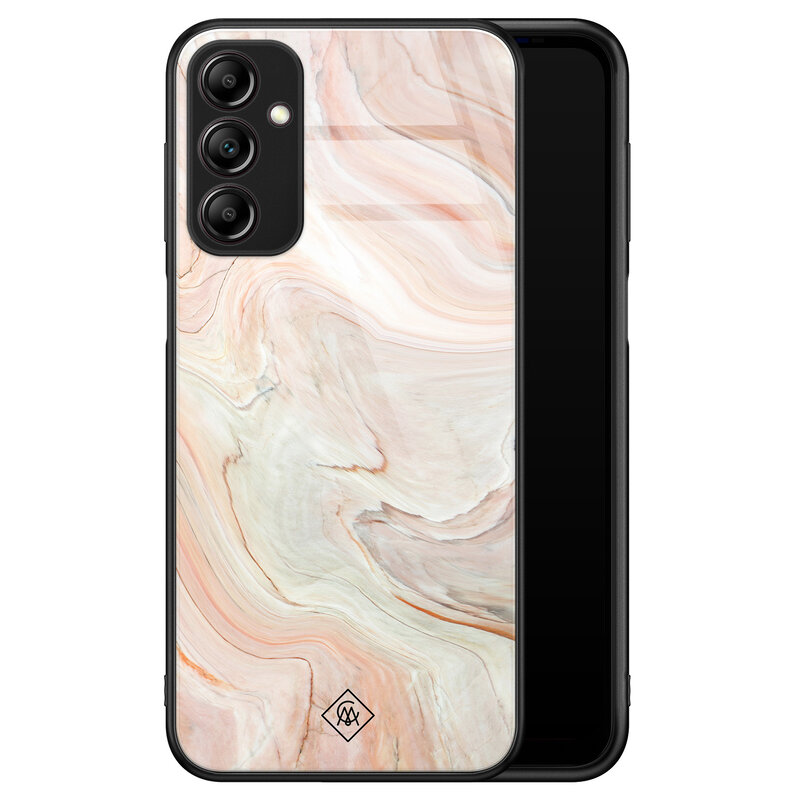 Casimoda Samsung Galaxy A14 glazen hardcase - Marmer waves