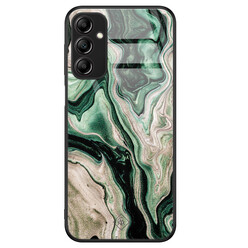 Casimoda Samsung Galaxy A14 glazen hardcase - Green waves