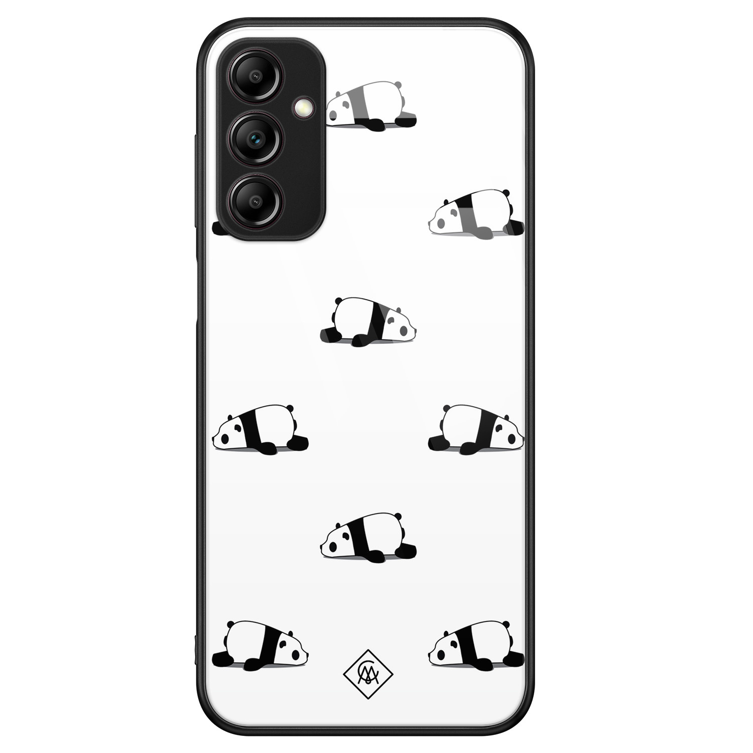 Samsung Galaxy A14 hoesje glas - Panda - Zwart - Hard Case Zwart - Backcover telefoonhoesje - Panda - Casimoda