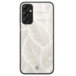 Casimoda Samsung Galaxy A14 glazen hardcase - Palmy leaves beige