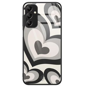 Casimoda Samsung Galaxy A14 glazen hardcase - Hart swirl zwart