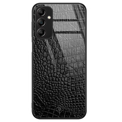 Casimoda Samsung Galaxy A14 glazen hardcase - Croco zwart