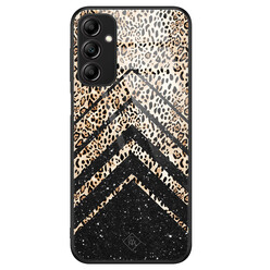 Casimoda Samsung Galaxy A14 glazen hardcase - Chevron luipaard